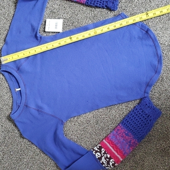 NWT Free People Mix Thermal Cuff Long Sleeve Y2K Top - Picture 3 of 7